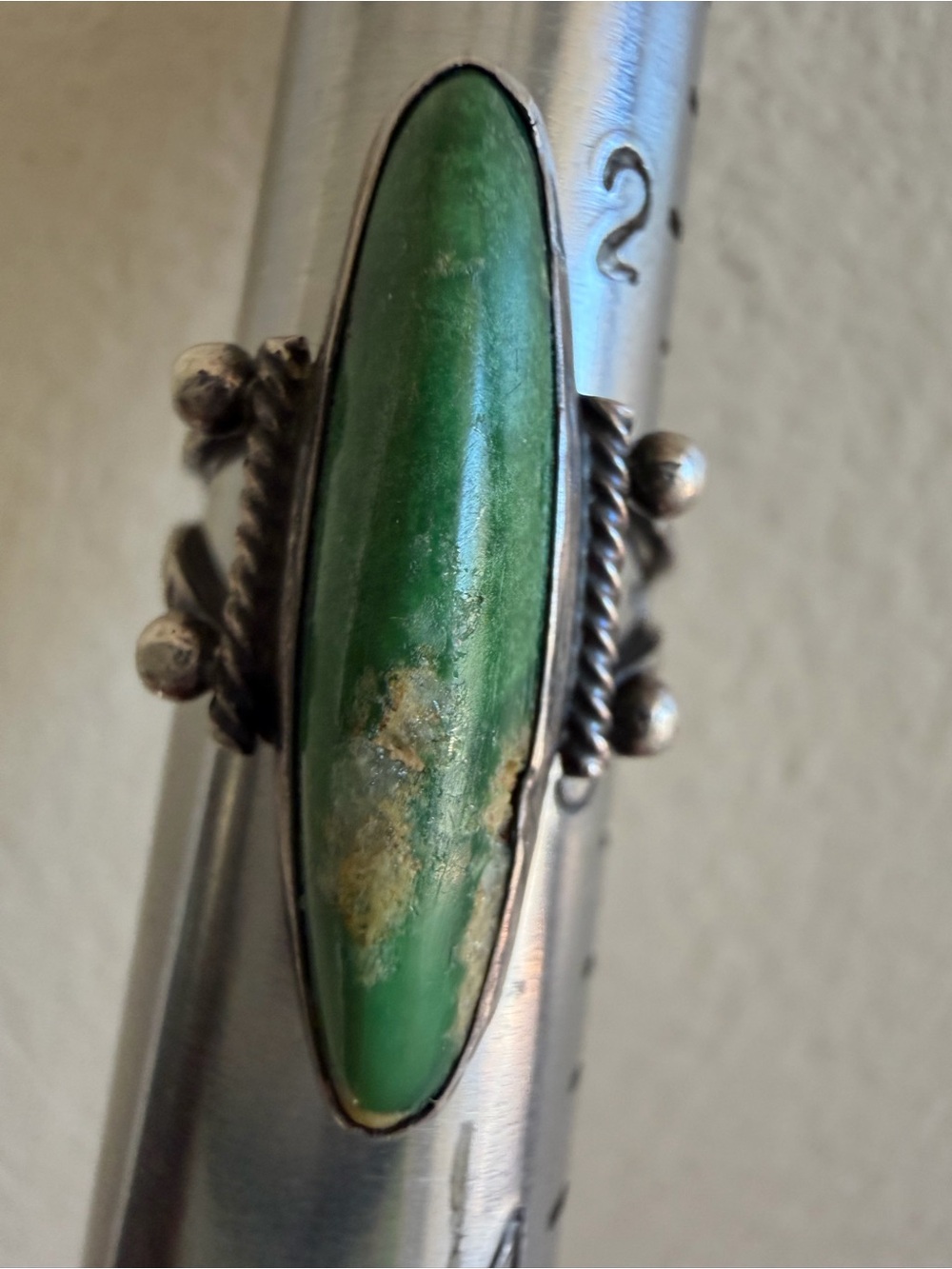 Green Elongated turquiise Sterling-silver  Statement Ring
